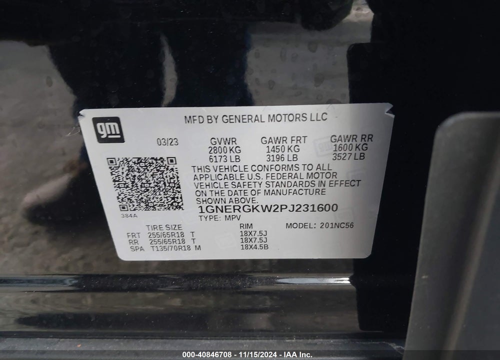 2023 CHEVROLET TRAVERSE FWD LT CLOTH VIN: 1GNERGKW2PJ231600