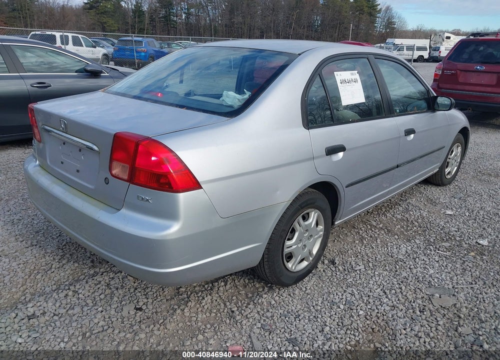 2001 HONDA CIVIC DX VIN: 1HGES16201L022581