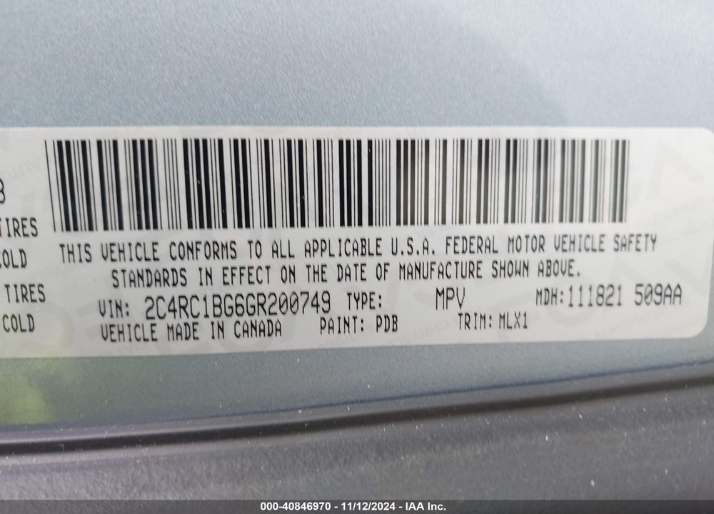 2016 CHRYSLER TOWN & COUNTRY TOURING VIN: 2C4RC1BG6GR200749