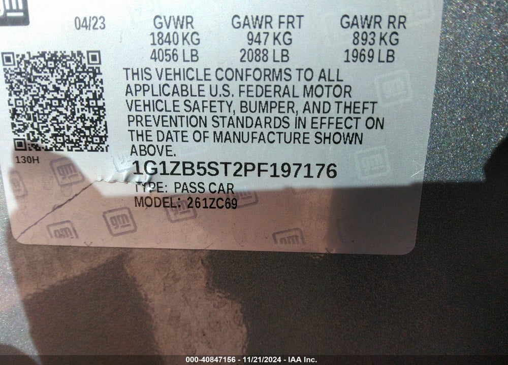 2023 CHEVROLET MALIBU FWD LS VIN: 1G1ZB5ST2PF197176