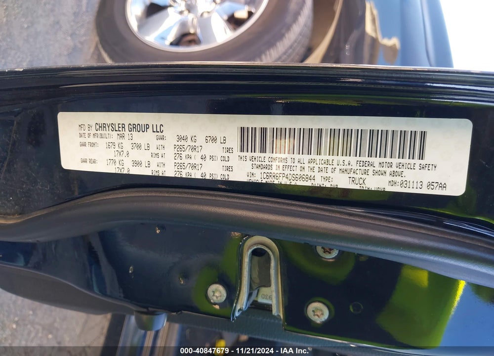 2013 RAM 1500 TRADESMAN VIN: 1C6RR6FP4DS606844