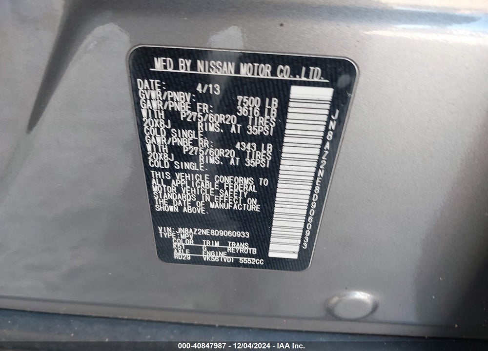 2013 INFINITI QX56 VIN: JN8AZ2NE8D9060933
