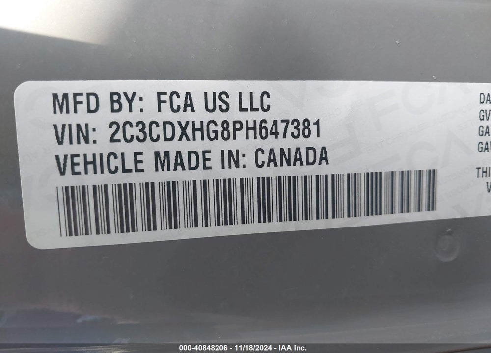 2023 DODGE CHARGER GT VIN: 2C3CDXHG8PH647381