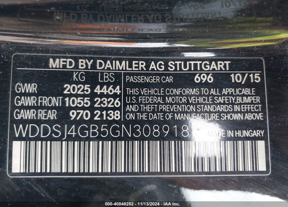 2016 MERCEDES-BENZ CLA 250 4MATIC VIN: WDDSJ4GB5GN308918