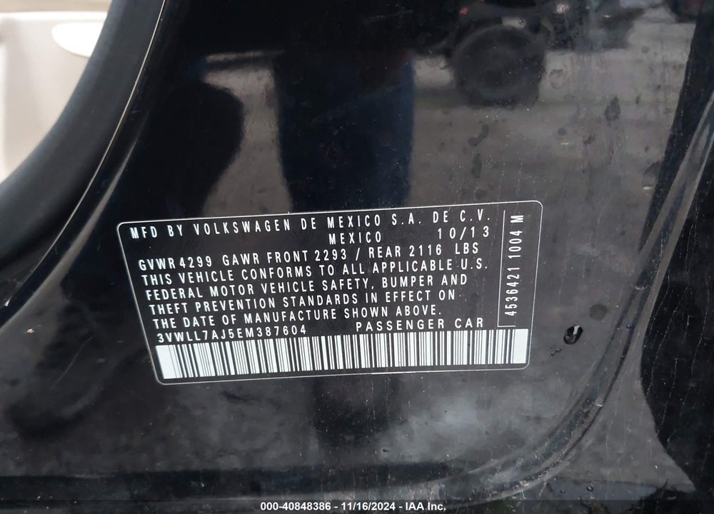 2014 VOLKSWAGEN JETTA 2.0L TDI VIN: 3VWLL7AJ5EM387604
