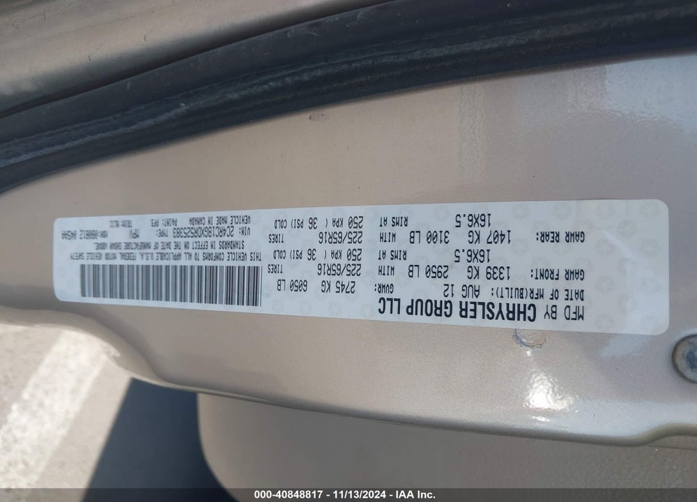 2013 CHRYSLER TOWN & COUNTRY TOURING VIN: 2C4RC1BGXDR525383