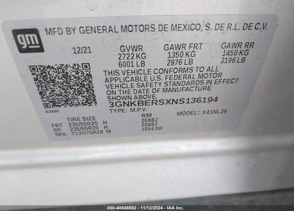 2022 CHEVROLET BLAZER FWD RS VIN: 3GNKBERSXNS136194