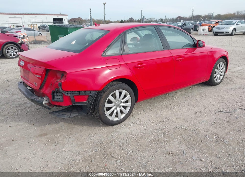 2013 AUDI A4 2.0T PREMIUM VIN: WAUBFAFL3DA160899