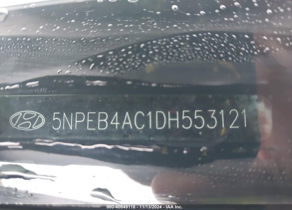 2013 HYUNDAI SONATA GLS VIN: 5NPEB4AC1DH553121