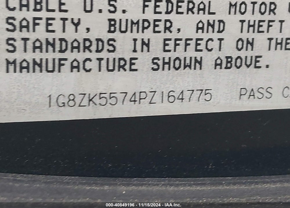 1993 SATURN SL2 VIN: 1G8ZK5574PZ164775