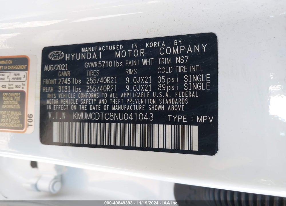 2022 GENESIS GV70 3.5T AWD SPORT VIN: KMUMCDTC8NU041043