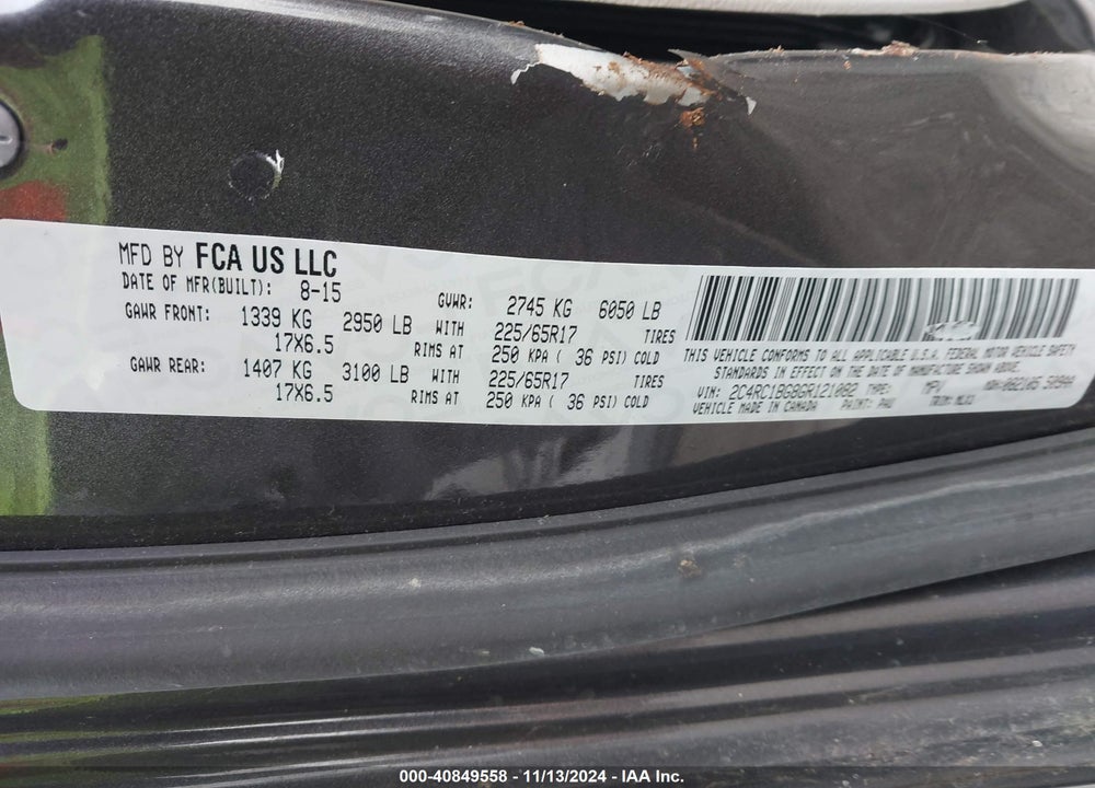2016 CHRYSLER TOWN & COUNTRY TOURING VIN: 2C4RC1BG8GR121082