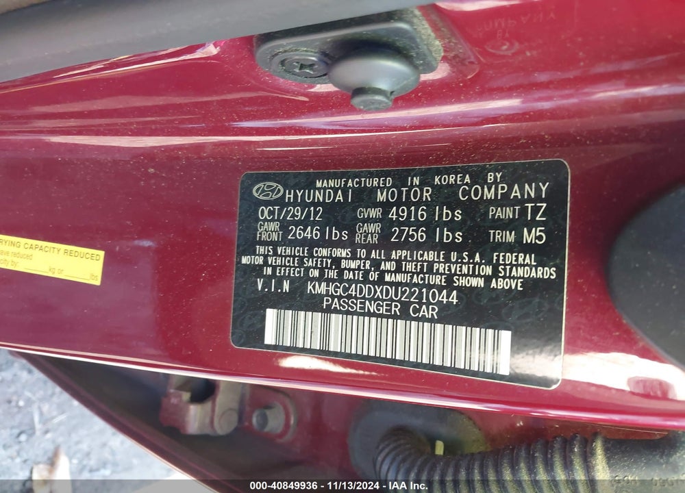 2013 HYUNDAI GENESIS 3.8 VIN: KMHGC4DDXDU221044