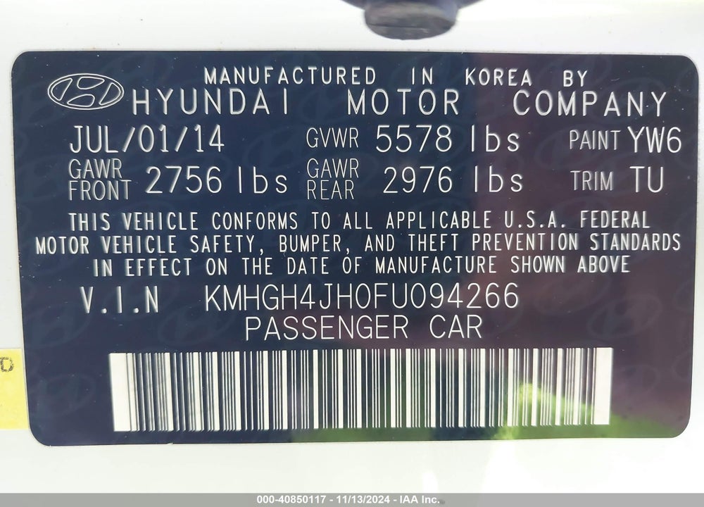2015 HYUNDAI EQUUS SIGNATURE VIN: KMHGH4JH0FU094266