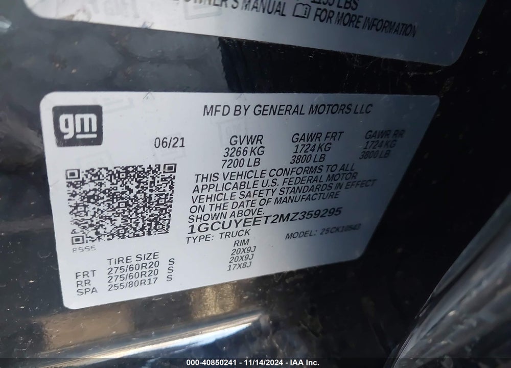 2021 CHEVROLET SILVERADO 1500 4WD SHORT BED RST VIN: 1GCUYEET2MZ359295