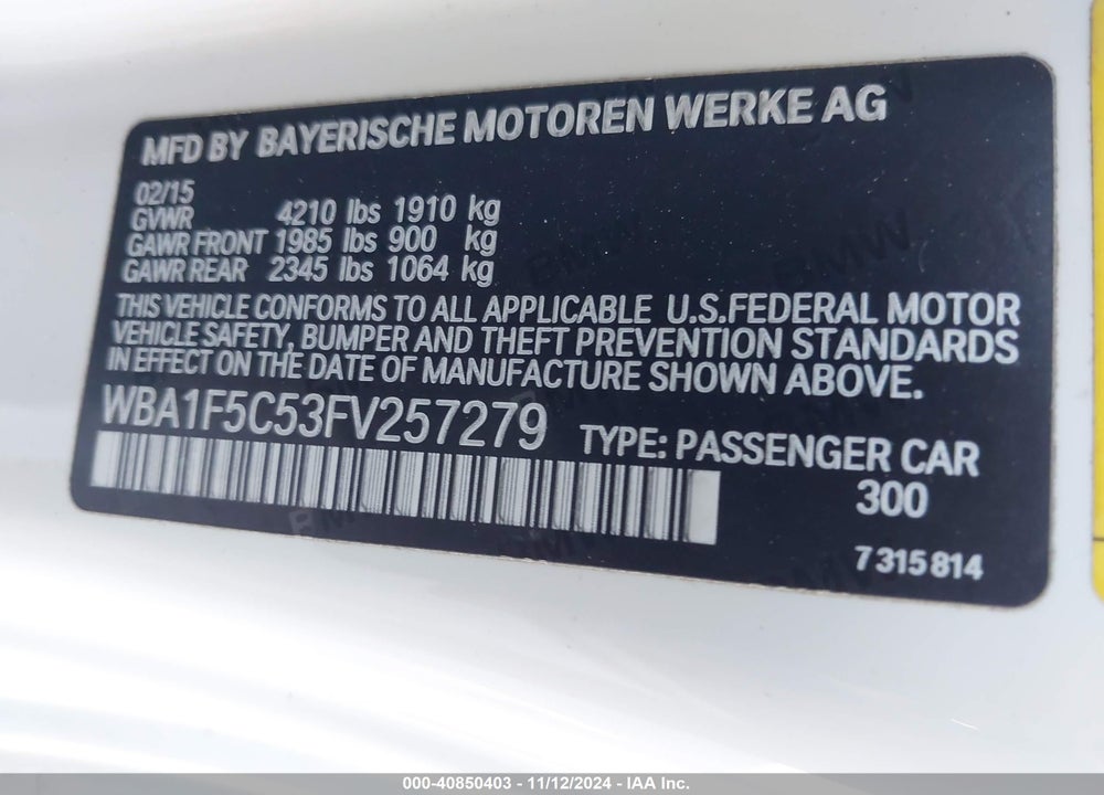 2015 BMW 228I VIN: WBA1F5C53FV257279