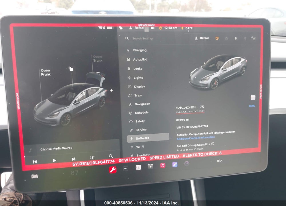 2020 TESLA MODEL 3 PERFORMANCE DUAL MOTOR ALL-WHEEL DRIVE VIN: 5YJ3E1EC9LF641774