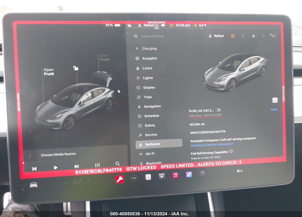 2020 TESLA MODEL 3 PERFORMANCE DUAL MOTOR ALL-WHEEL DRIVE VIN: 5YJ3E1EC9LF641774