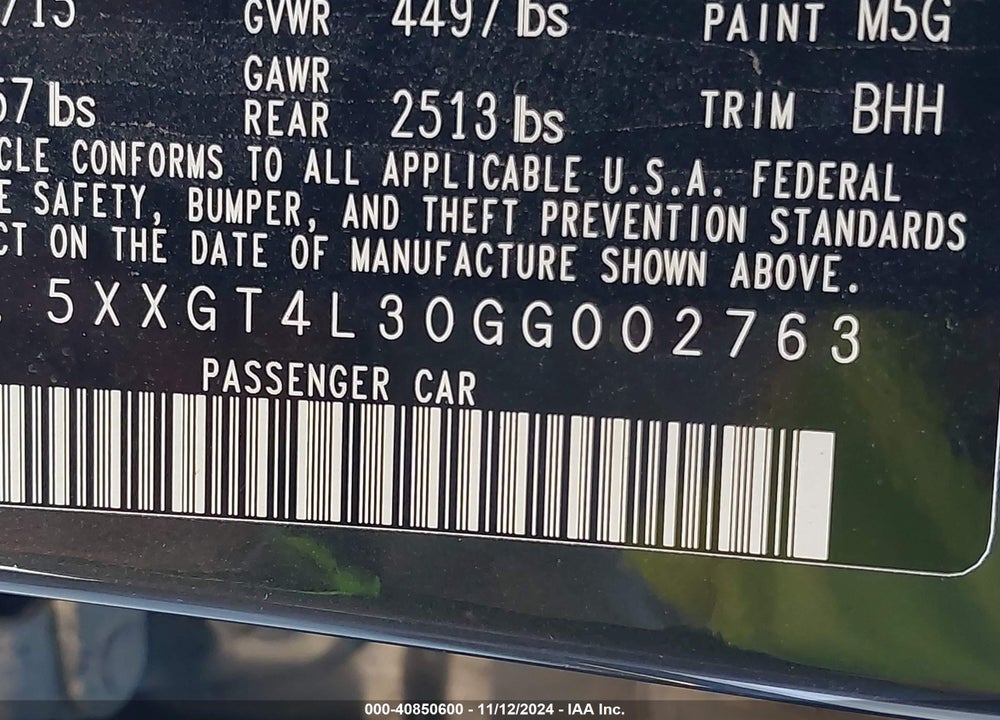 2016 KIA OPTIMA LX VIN: 5XXGT4L30GG002763