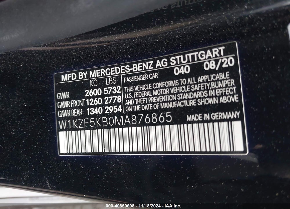 2021 MERCEDES-BENZ E 450 4MATIC VIN: W1KZF5KB0MA876865