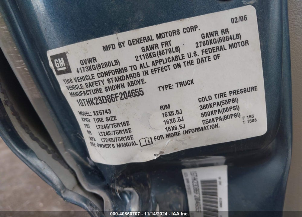 2006 GMC SIERRA 2500HD SLT VIN: 1GTHK23D86F204655
