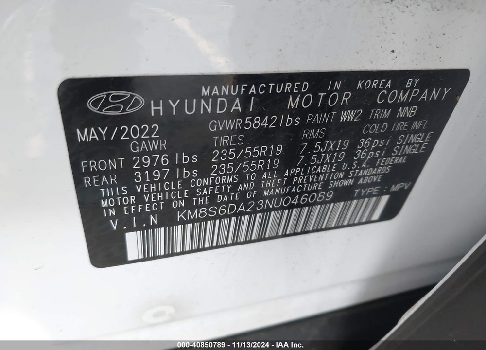 2022 HYUNDAI SANTA FE PLUG-IN HYBRID SEL CONVENIENCE VIN: KM8S6DA23NU046089