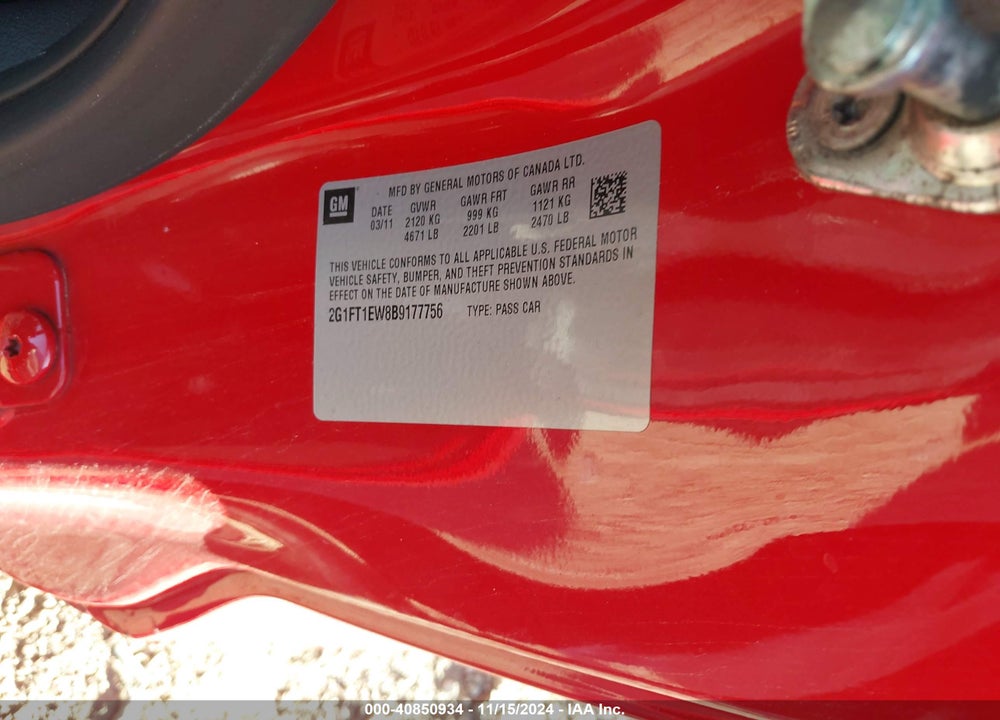 2011 CHEVROLET CAMARO 2SS VIN: 2G1FT1EW8B9177756