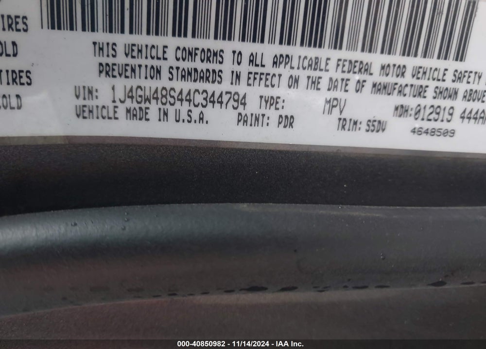 2004 JEEP GRAND CHEROKEE LAREDO VIN: 1J4GW48S44C344794