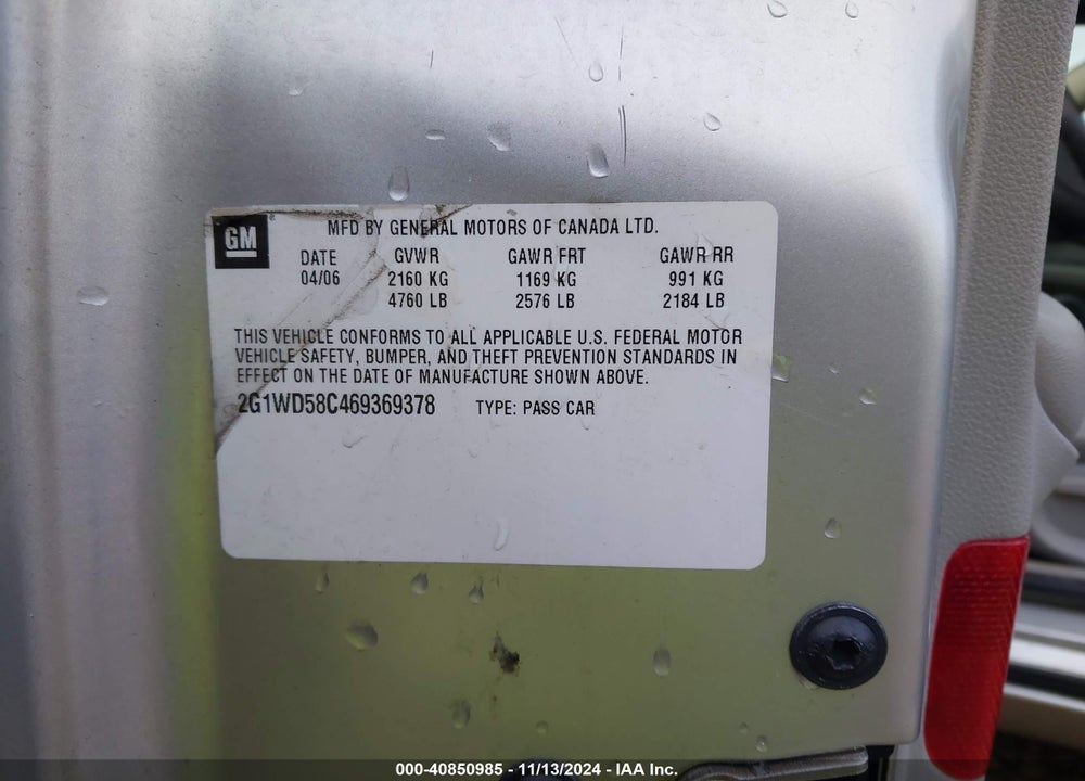 2006 CHEVROLET IMPALA  SS VIN: 2G1WD58C469369378