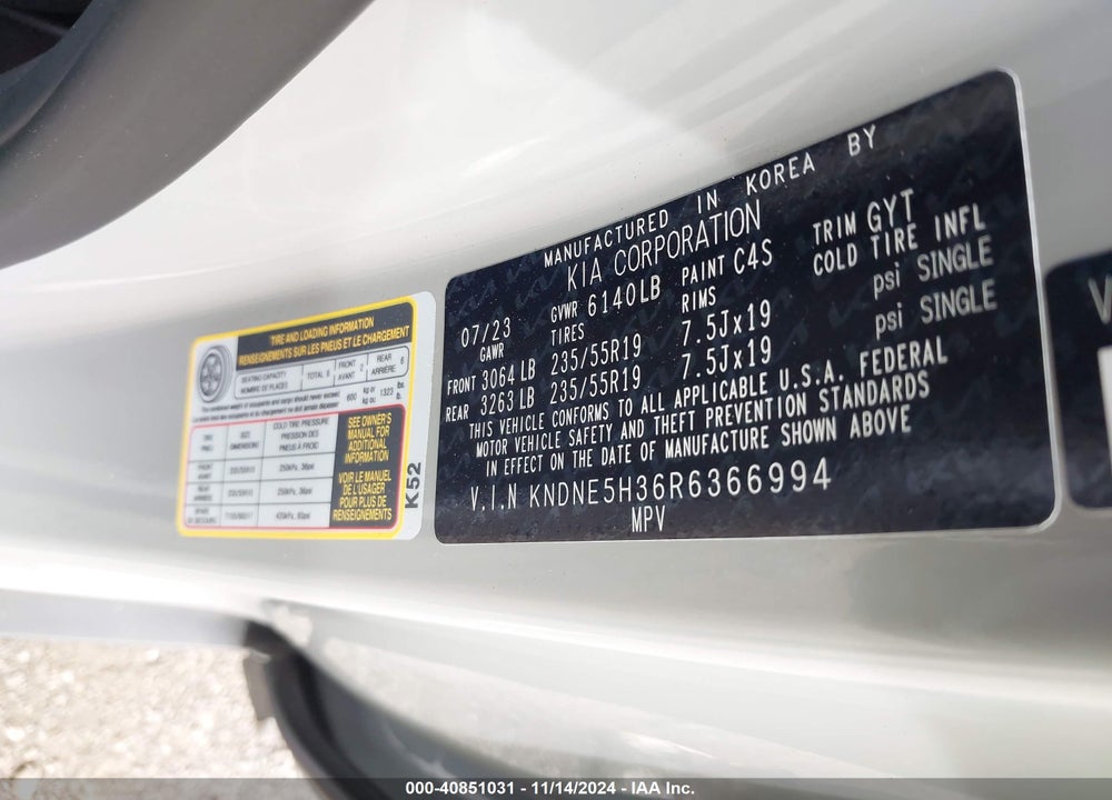 2024 KIA CARNIVAL MPV SX VIN: KNDNE5H36R6366994