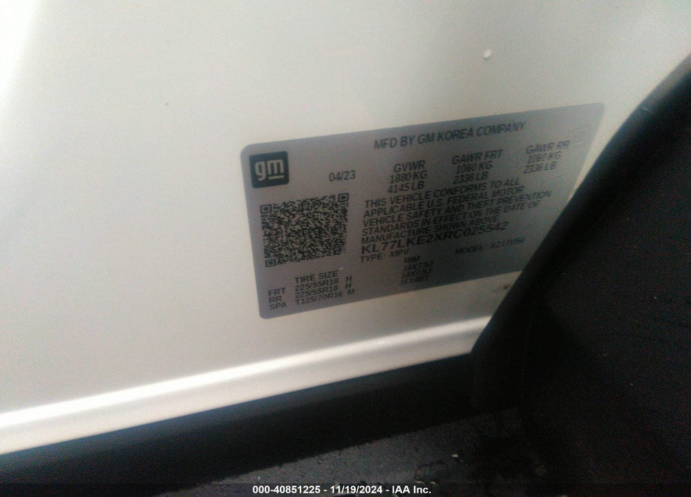 2024 CHEVROLET TRAX FWD ACTIV VIN: KL77LKE2XRC025542
