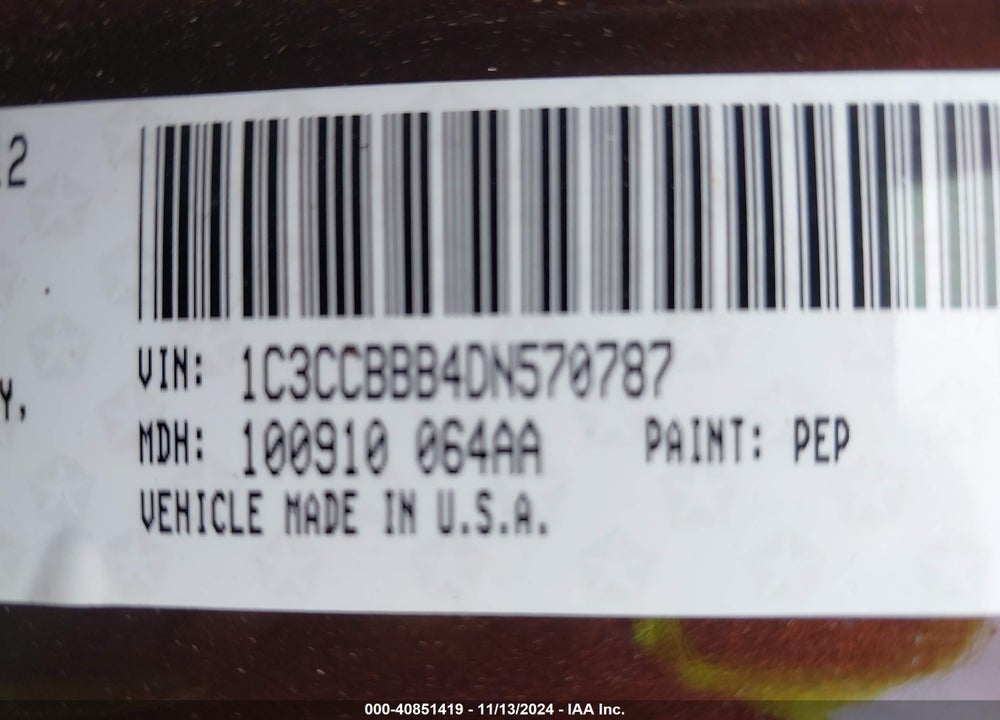 2013 CHRYSLER 200 TOURING VIN: 1C3CCBBB4DN570787