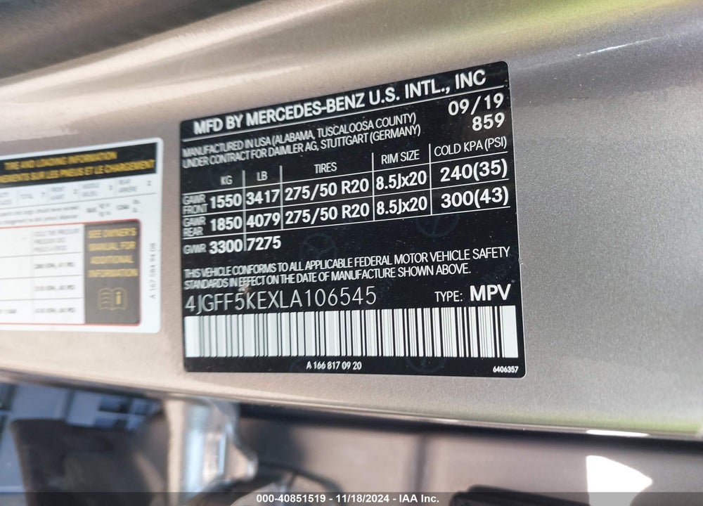 2020 MERCEDES-BENZ GLS 450 4MATIC VIN: 4JGFF5KEXLA106545