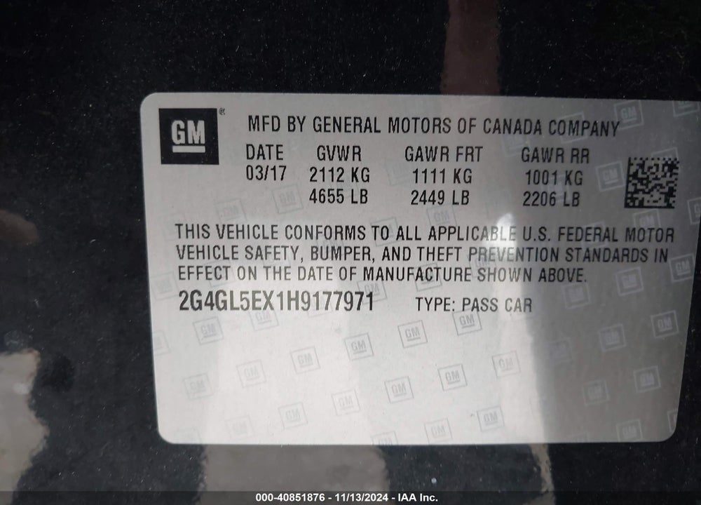 2017 BUICK REGAL TURBO SPORT TOURING VIN: 2G4GL5EX1H9177971