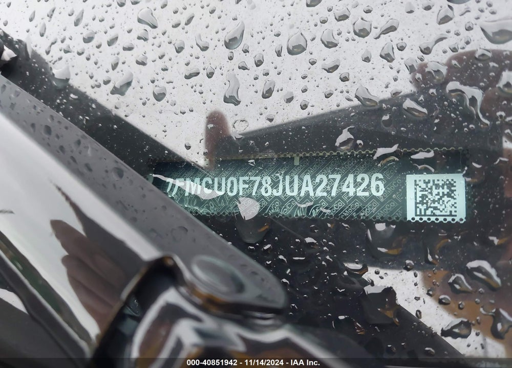 2018 FORD ESCAPE VIN: 1FMCU0F78JUA27426