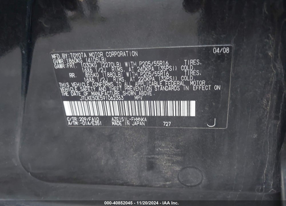 2009 SCION XB VIN: JTLKE50E591062363