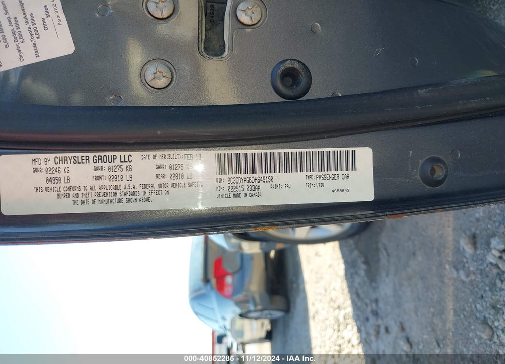 2013 DODGE CHALLENGER SXT VIN: 2C3CDYAG6DH649190