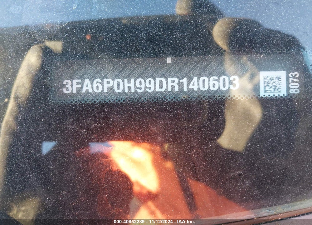 2013 FORD FUSION SE VIN: 3FA6P0H99DR140603