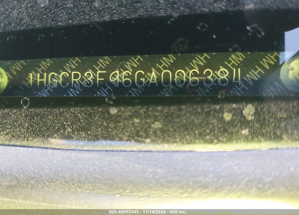 2016 HONDA ACCORD VIN: 1HGCR3F96GA006384