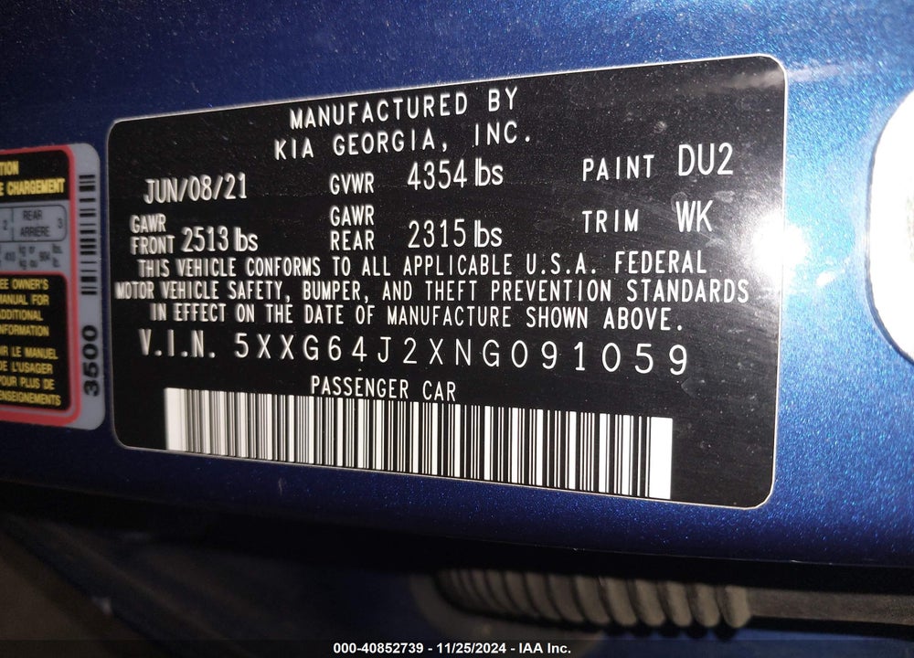 2022 KIA K5 GT LINE VIN: 5XXG64J2XNG091059