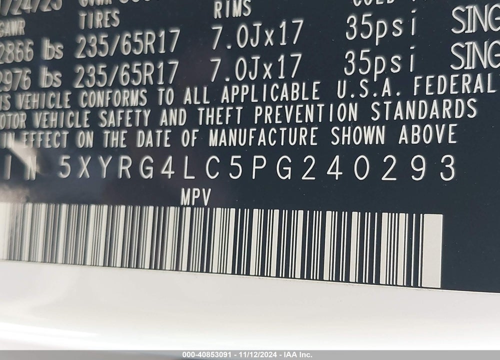 2023 KIA SORENTO LX VIN: 5XYRG4LC5PG240293