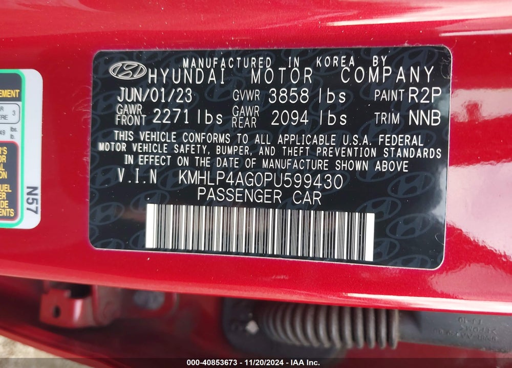 2023 HYUNDAI ELANTRA LIMITED VIN: KMHLP4AG0PU599430