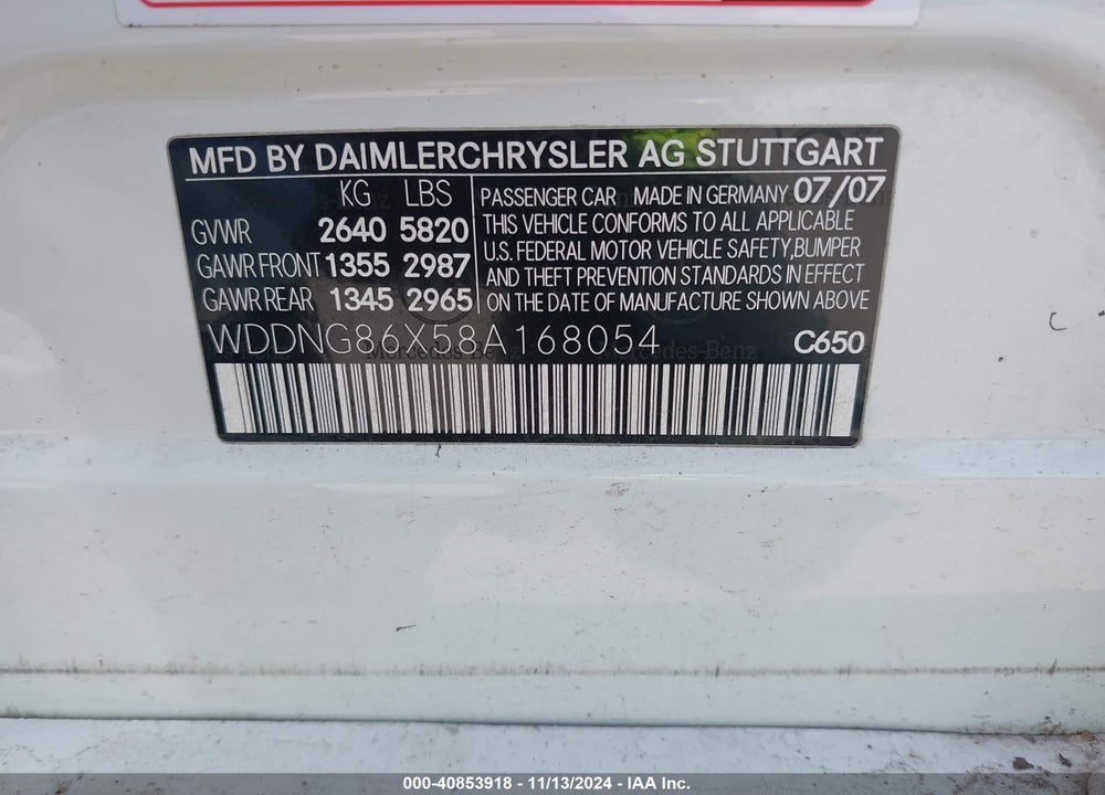 2008 MERCEDES-BENZ S 550 4MATIC VIN: WDDNG86X58A168054