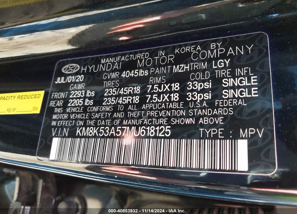 2021 HYUNDAI KONA ULTIMATE VIN: KM8K53A57MU618125