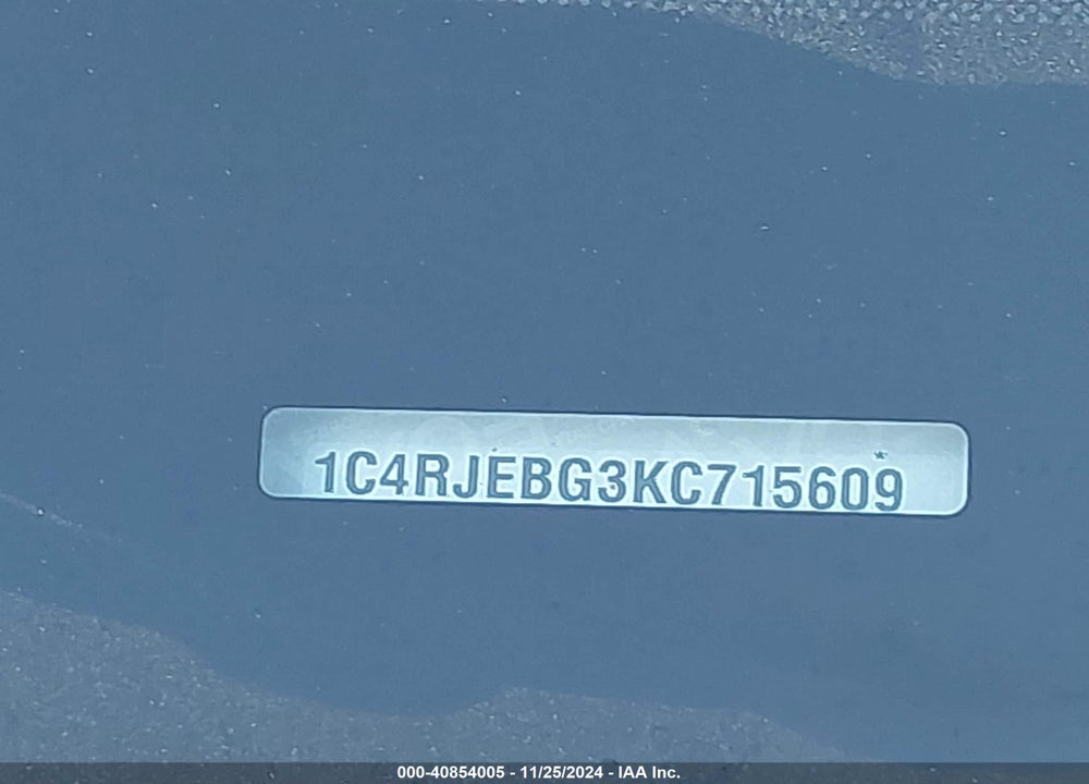 2019 JEEP GRAND CHEROKEE LIMITED 4X2 VIN: 1C4RJEBG3KC715609