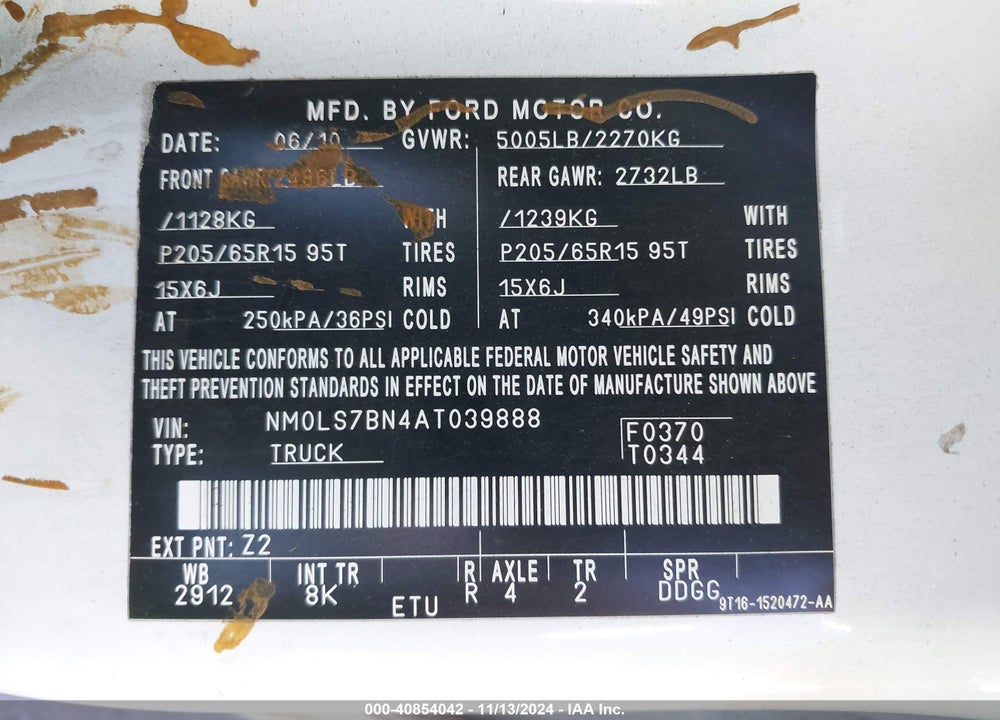 2010 FORD TRANSIT CONNECT XLT VIN: NM0LS7BN4AT039888