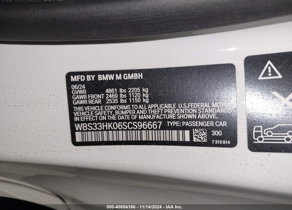2025 BMW M4 COMPETITION XDRIVE VIN: WBS33HK06SCS96667