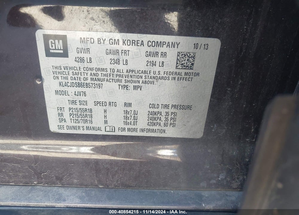 2014 BUICK ENCORE PREMIUM VIN: KL4CJDSB6EB573197