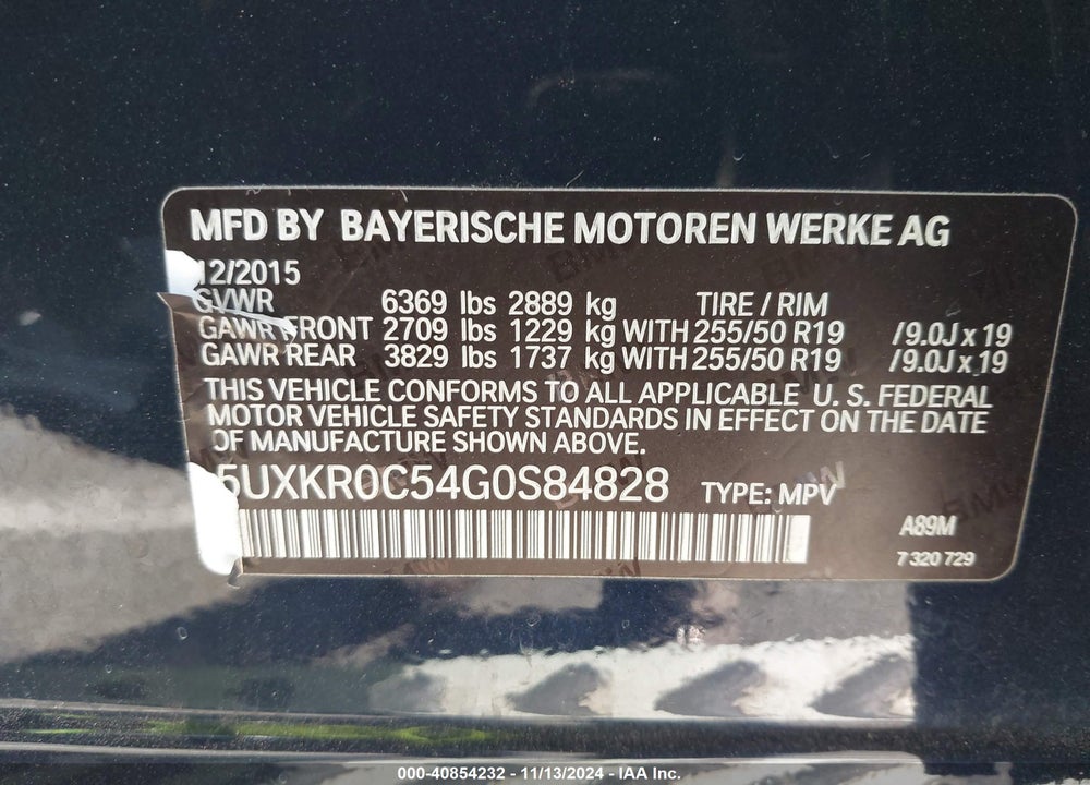 2016 BMW X5 VIN: 5UXKR0C54G0S84828