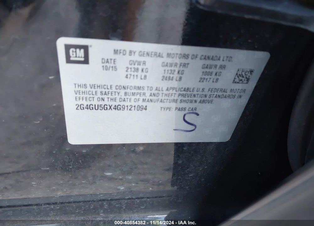 2016 BUICK REGAL TURBO GS VIN: 2G4GU5GX4G9121094